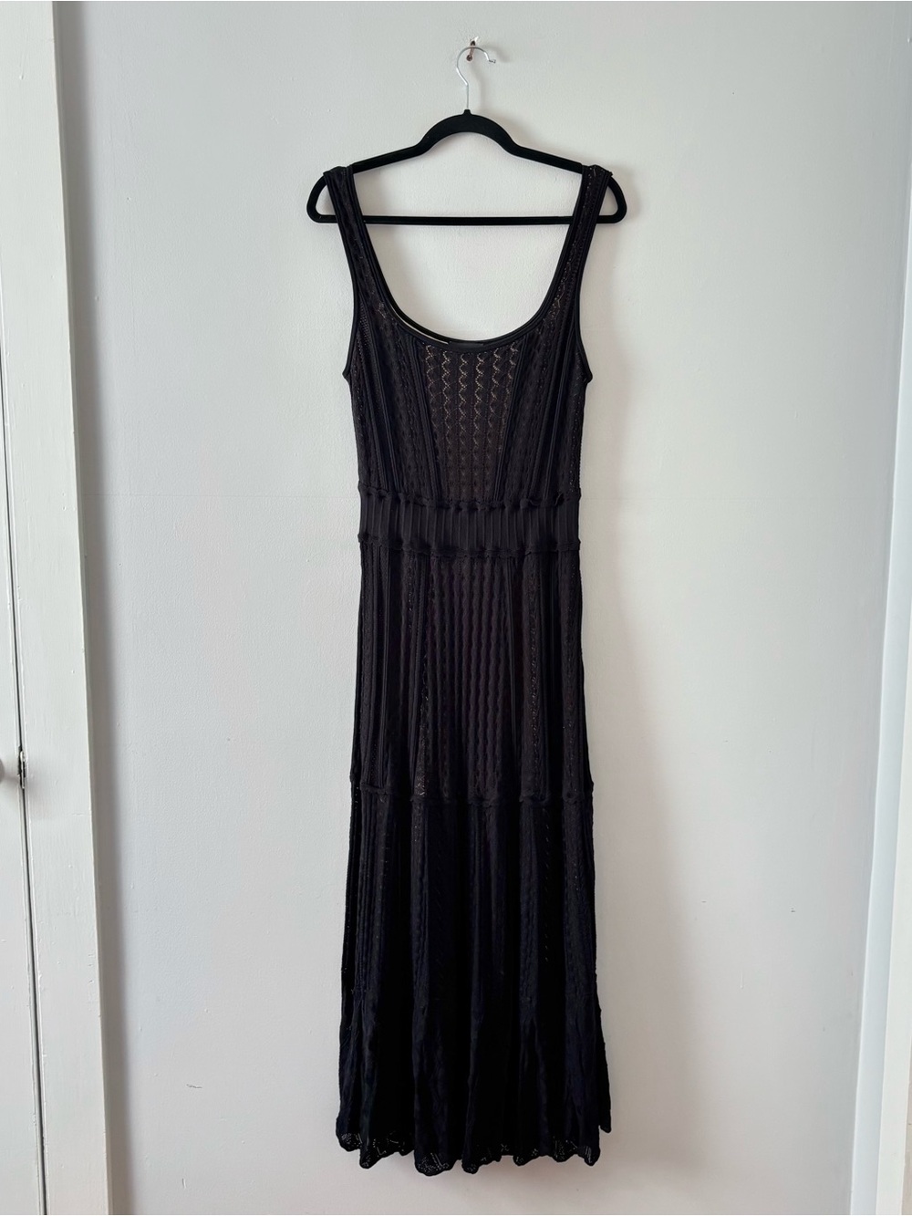 ME+EM Scoop Neck Pointelle Knit Maxi Dress Sleeveless Lined Crochet Stretch - Picture 4 of 10